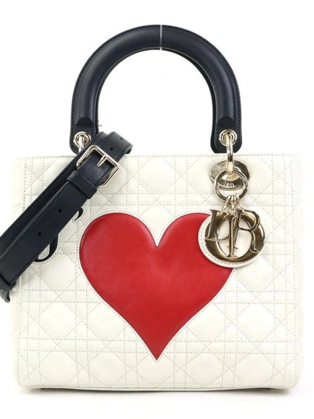 Christian Dior Amour Lady Dior Handbag Shoulder Bag White/Black/Red